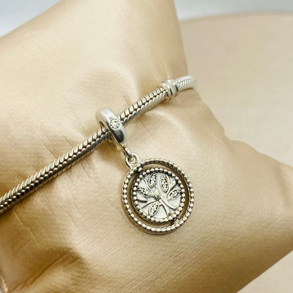 EUC Pandora 797786CZ Sterling Silver Spinning Tree of Life Dangle Charm - Picture 3 of 10